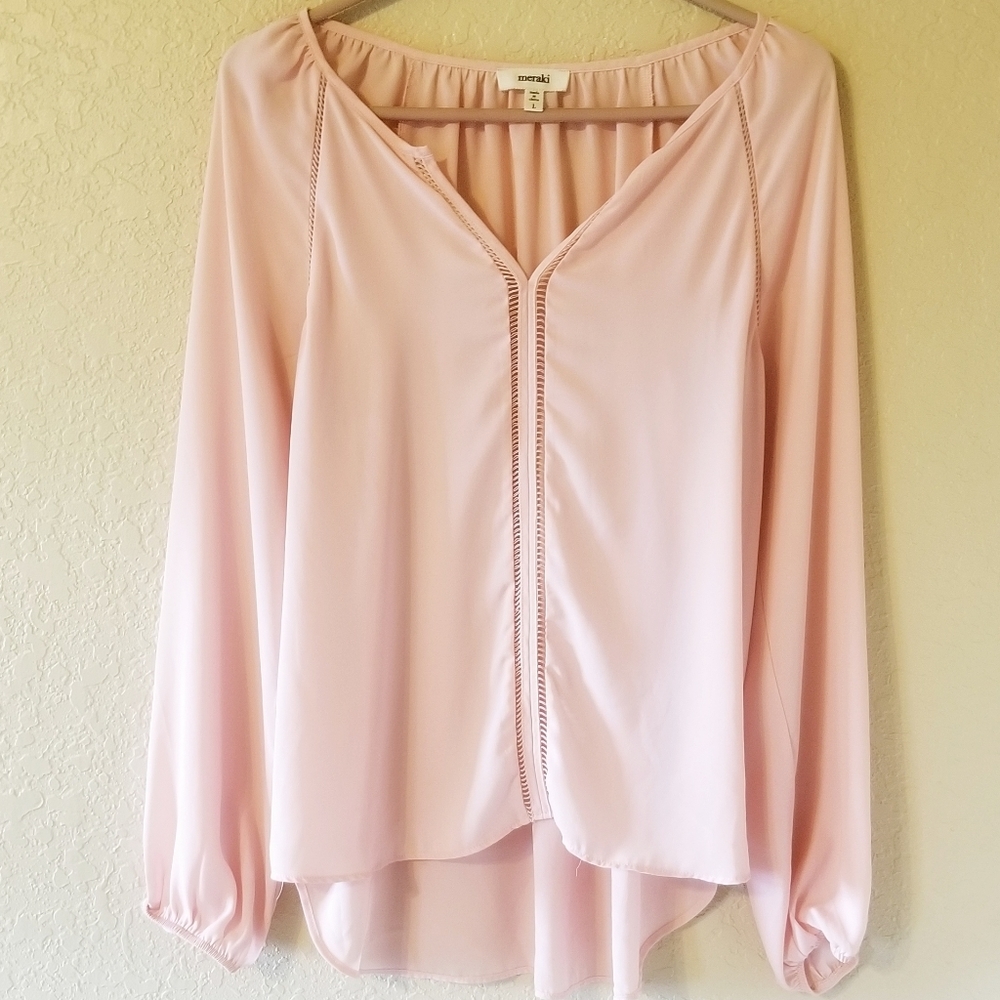 Meraki light pink‎ long sleeve blouse